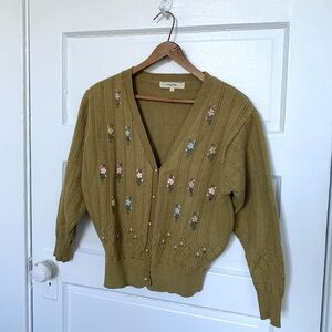 Simple Retro Floral Cardigan